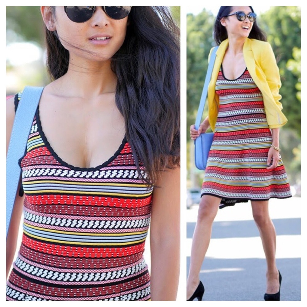 Ronny Kobo Striped Knit Sweater Tank Dress Large